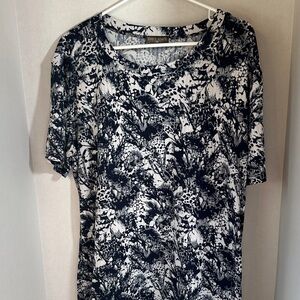 Emily Stacy black and white floral short sleeve shirt size 3X